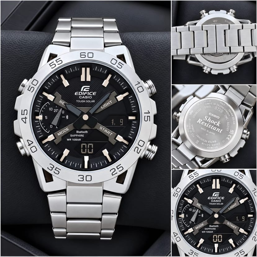 CASIO EDIFICE
ECB-2000DC-1BDF Black Analog-Digital Dial Black Stainless Steel Strap Mens Watch ED608