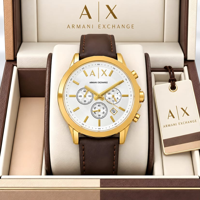 Armani Exchange Men Gold-Toned Dial Chronograph Watch