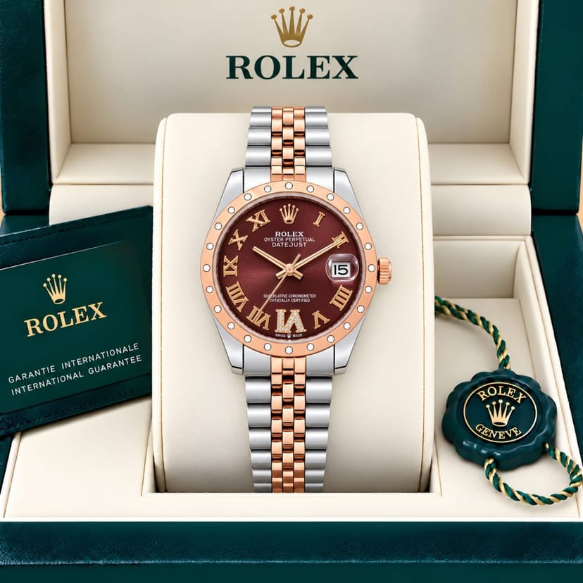 Rolex Datejust 31 Rose Gold/Steel Chocolate Roman Dial For Women